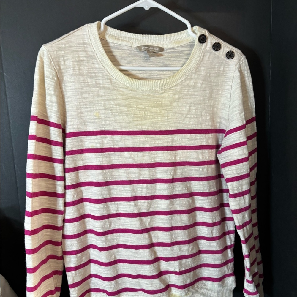 Banana Republic Cream Striped Top